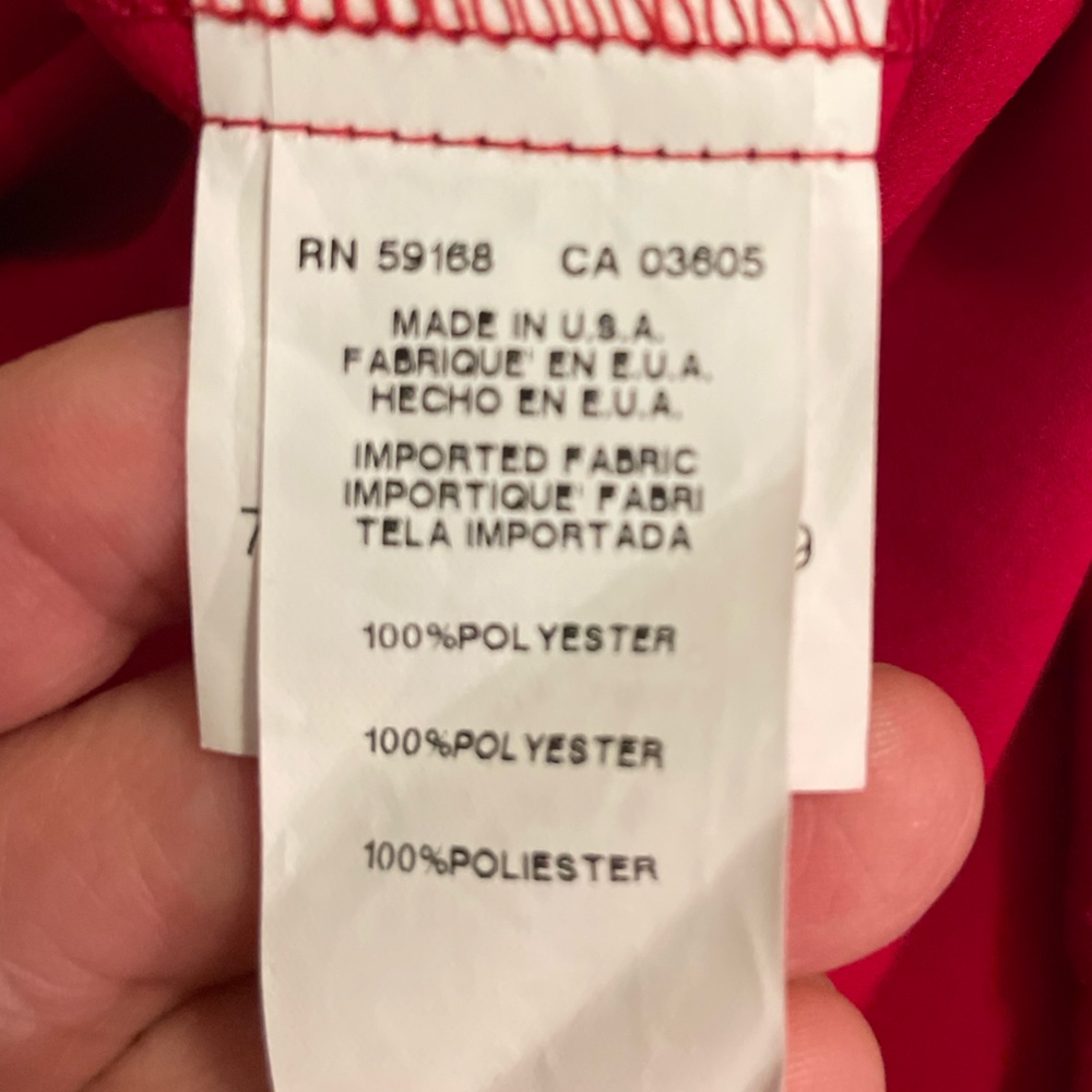 Karen Kane - rich red 100% polyester blouse v neck long sleeve - Picture 5 of 7